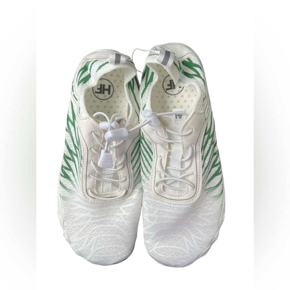 Stylish White and Green Athletic Shoes